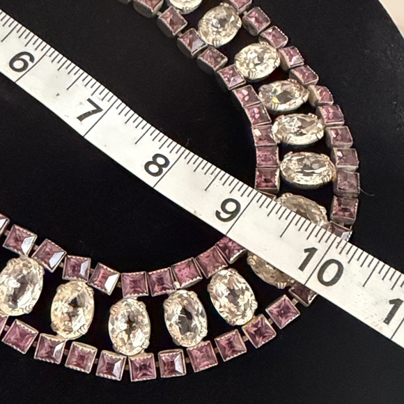 Vintage Amethyst Glass and Rhinestone Necklace - Picture 6 of 6